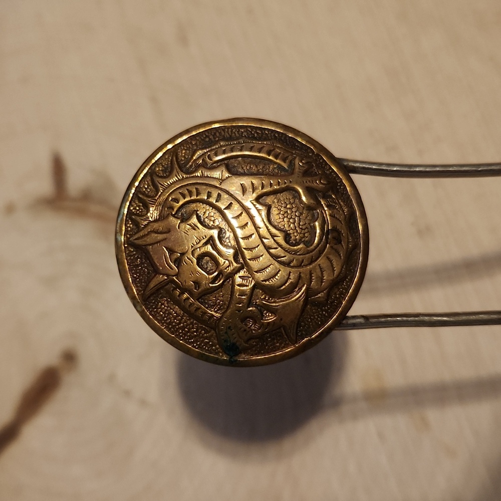 Vintage Dragon Design Gold & Silver Hair Pin